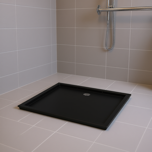 Base de Ducha Rectangular Negra de ABS D0100HXMN5J, 31.5 x 35.4, Drenaje Central, Diseño Minimalista, Instalación en el Suelo - Product Image 2