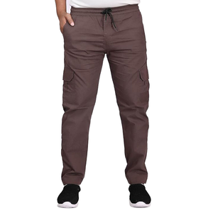 Pantalones Cargo Marrones para Hombre, Cintura Elástica con Cordón, Múltiples Bolsillos, Corte Recto Informal, Transpirables, para Otoño - Product Image 1