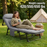 Cama Individual Reclinable para Playa, Sofá Cama Plegable Multifuncional, Cama Plegable para Parque con Cojín