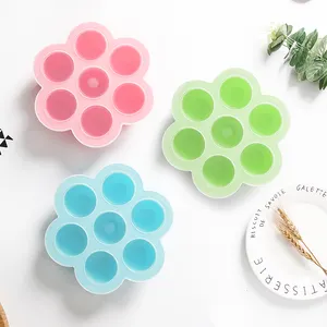 Thân Thiện Với Môi Tủ Đông Khay 7 Lỗ Khoang Trứng Cắn Khuôn Silicone Tái Sử Dụng Bé Thực Phẩm Lưu Trữ Container Với Nắp