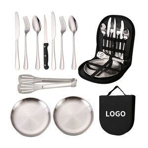 Juego de Cubiertos Portátiles de Acero Inoxidable para Picnic y Camping 2026, Plato, Pinzas, Tenedor, Cuchara y Cuchillo - Product Image 6