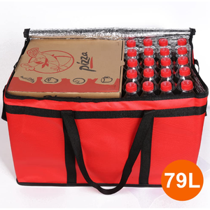 Borsa Termica per Consegna Cibo Taglia XXXL, Grande Capacità, Motivo a Righe Rosse, per Conservazione a Freddo di Alimenti e Consegna Pizza - Product Image 2
