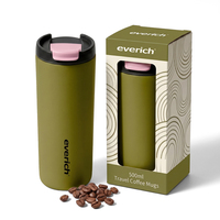Mug de voyage léger, sans BPA, compatible lave-vaisselle, 500 ml, en acier inoxydable, tasse isotherme sous vide avec couvercle