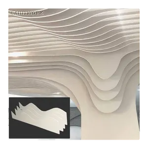 Interior Decoration 3D Wavy Metal Aluminum Strip Baffle Ceiling Panels Fireproof Acoustic Ceiling Tiles for Reception Room Hall