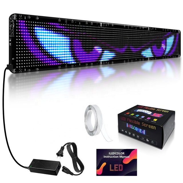 New Product Curved Sticky Flexible Film Led Display Bulue-tooth Phone App Customised Flexible Led Display Screen Factory