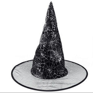 Venta al por mayor promocional decoración <span class=keywords><strong>de</strong></span> fiesta niños adultos <span class=keywords><strong>bruja</strong></span> negra mago terciopelo disfraz gorras Cosplay Halloween sombreros - Product Image 2