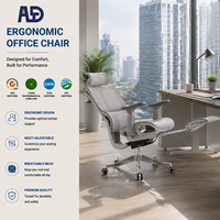 Chaise de bureau ergonomique à dossier haut, chaise en maille respirante avec repose-pieds rétractable pour bureau à domicile de luxe et salle de conférence