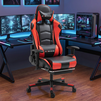 Fauteuil de Gaming Ergonomique avec Repose-Pieds en Cuir PU, Inclinable, Dossier Haut, Pivotant, Réglable en Hauteur (3 Positions à Gaz)