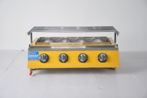 Yellow Stainless Steel Gas Griddle Commercial <b>BBQ</b> <b>Grill</b> with 4 Burners for Kebab Cooking - Product Image 4