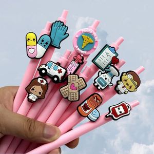 Stylo bille fantaisie amusant pour infirmières et médecins, 1,0 mm, en plastique écologique, imprimé UV noir avec motifs animaux et logo rose - Product Image 4