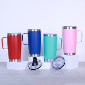 Venta al por mayor sublimación personalizada espacios en blanco aislado taza de viaje 20oz vaso de acero inoxidable con asa y tapa de paja - Product Image 1