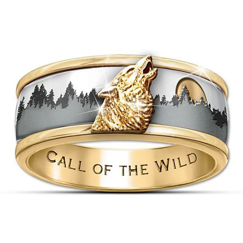 Dropshipping Products men Accessories 2023 New Electroplated Forest Wolf Adjustable Fashion Jewelry Rings For men