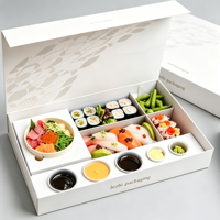 Boîte à sushi japonaise pliable en papier de luxe personnalisée pour la livraison de repas à emporter, avec gaufrage, pour déjeuner et bento – Vente en gros