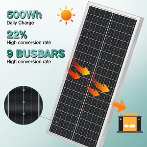 OEM ODM 12V 100W Exterior Largo Estrecho Mono Cristalino Panel Fotovoltaico 120W Módulo de energía solar <span class=keywords><strong>Cubierta</strong></span> frontal de vidrio para caravanas - Product Image 5