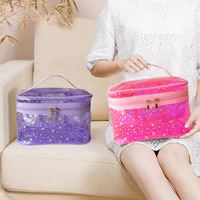 Sac à main en PVC personnalisé JOYSUN à motif étoilé, imperméable et durable avec fermeture éclair, sac cosmétique portable et tendance