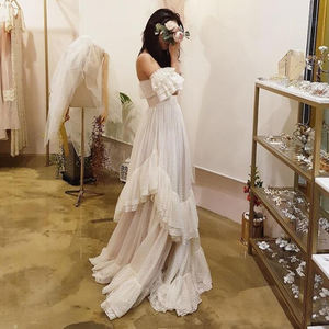 1041 # fanweimei שמלת כלה bohemian שמלת כלה את הכתף ללא גב קו כלה שמלות כלה שרוולים קצרים שמלת כלה - Product Image 5