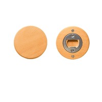 Logo personnalisé Ouvre-bouteille circulaire en bois créatif autocollant magnétique pour réfrigérateur ouvre-bouteille de bière cadeau