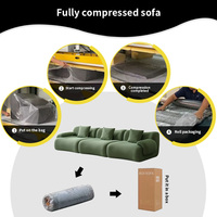 Sofá Cama Modular de 3 Plazas, Diseño Moderno y Simple, Tapizado en Terciopelo, con Cojines Rellenos de Esponja Suave