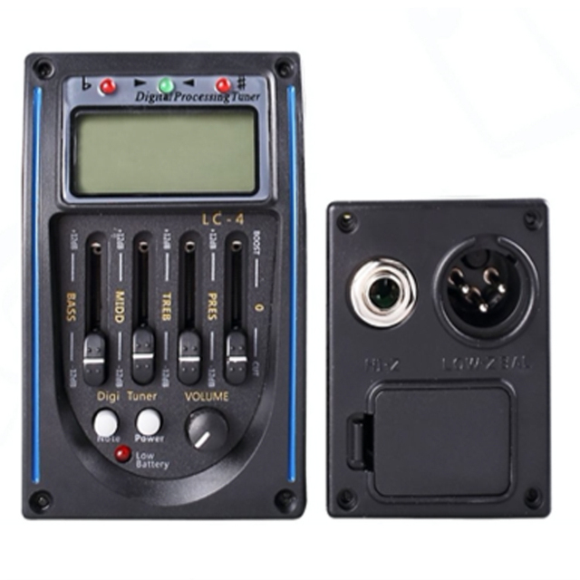 EQ EQUALIZER 4-Band LC-4 GUITAR PICKUP WITH TUNER and LED SCREEN for WOOD GUITAR
