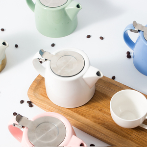 Amostra disponível para atacado, bule de descarga de cerâmica com infusor de aço inoxidável e tampa de café e chá - Product Image 2