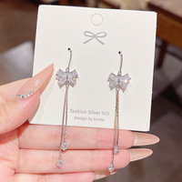 Pendientes de borla de latón con circonitas para mujer, chapados en plata, estilo de lujo ligero, para fiesta, nuevo estilo, atmosféricos, exagerados, Yiwu Bijoux