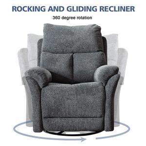 Sillón Reclinable Giratorio <span class=keywords><strong>de</strong></span> 360 Grados, Sillón Reclinable <span class=keywords><strong>de</strong></span> Tela Acolchada con Respaldo Ajustable para Sala <span class=keywords><strong>de</strong></span> Estar - Product Image 4