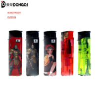 DQX91 Briquet électronique LED en plastique de haute qualité, à gaz butane, coupe-vent, vente en gros d'usine, très populaire en Europe, allumage électrique facile
