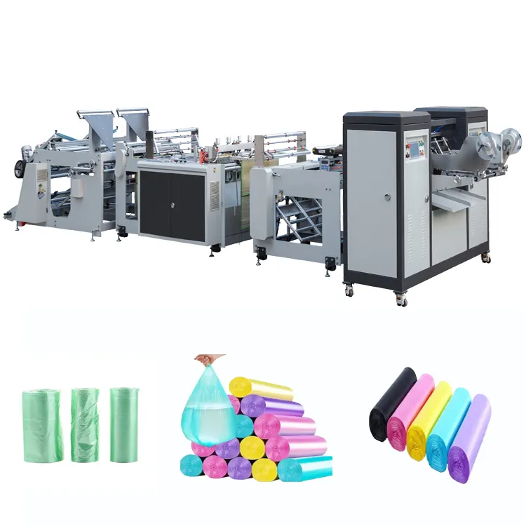 Automatic double lines garbage bag c folding machine plastic bag making machine in china