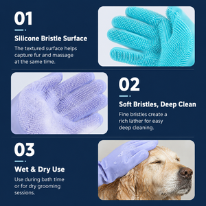 Guantes de Silicona Mágicos para Bañar Mascotas, Ideales para Bañar, Dar Champú y Cepillar Perros y Gatos (Paquete de 2) - Product Image 6