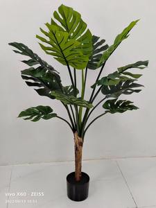 Artificial monstera Bonsai árvore artificial variegado deliciosa monstera árvore Em vaso planta interior em vaso plástico interior - Product Image 3