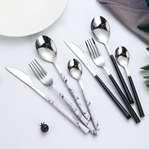 Korean Style Stainless Steel Cutlery Set 4 Pieces Marble Handle <b>Knife</b> Fork Spoon For Western Cuisine Steak Coffee - Product Image 4