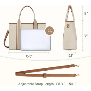 Custom Waterproof Luxury Large Capacity Canvas Laptop Tote <b>Bag</b> for Women with Zipper Closure Travel & Shopping - Product Image 3