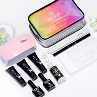 Kit de 11 pièces de polygels pour extension d'ongles, comprenant des moules pour capsules d'ongles, des brosses et une lampe UV/LED