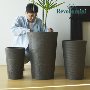 Jardinières texturées <span class=keywords><strong>en</strong></span> <span class=keywords><strong>pierre</strong></span> directement de l'usine pour plantes d'extérieur/d'intérieur, pots à fleurs <span class=keywords><strong>en</strong></span> plastique ronds et profonds de haute qualité, résistants aux intempéries - Product Image 2