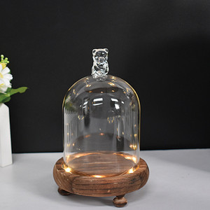 โดมแก้วกลมใสสำหรับตกแต่งพร้อมฐานไม้ก๊อกทรงกระบอกแบบโบราณ - Product Image 2
