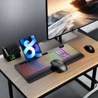 En stock, disposition britannique, clavier sans fil Bluetooth rechargeable avec rétroéclairage RVB, 109 touches, clavier et souris pour ordinateur