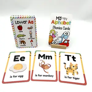 Toptan kişiselleştirilmiş İngilizce erken öğrenme eğitim su geçirmez cep kartı Toddlers alfabe kelimeler çocuklar için Flash kartlar