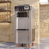 Équipement de restauration pour snack-bars, machine à crème glacée molle, 3 saveurs, contrôle numérique commercial, machine à crème glacée molle avec roues
