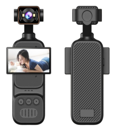 1080P Pocket Camera 12MP 270° Wide Angle Voice Control Handheld Gimbal Camera Auto Focus Travel Vlogging Digital Camera