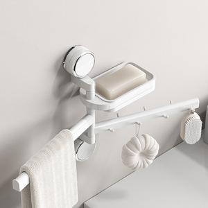 Imega Rotating Soap Dish Wall Mounted Plastic Self Drain Rectangular Bathroom Soap Holder With Suction Cup - Product Image 2
