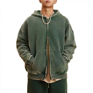 Wholesale <b>Men's</b> Mineral Washed Full Zip Heavyweight Fleece <b>Hoodie</b> Custom Oversized Streetwear <b>Hoodie</b> Custom Made By Twin <b>City</b> - Product Image 1