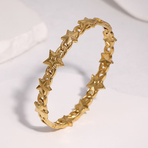 Brazalete <span class=keywords><strong>Dina</strong></span> para Mujer, de Acero Inoxidable, Plateado/Dorado, con Estrella Personalizada, Minimalista, Moderno, con Cierre, Antideslustre - Product Image 2