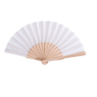 Éventail pliant en bois de 23 cm, surface en tissu, design uni, axe métallique, éventail portable pour la décoration de mariage et de fête