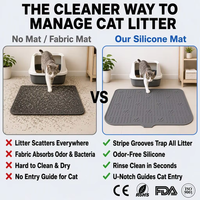Tapis de litière pour chat en silicone double couche, imperméable, anti-dérapant, facile à nettoyer, tapis de sol pour animaux de compagnie