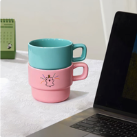 Mug empilable minimaliste avec fond à plusieurs niveaux unique, tasse à café en céramique gain de place pour café et restaurant
