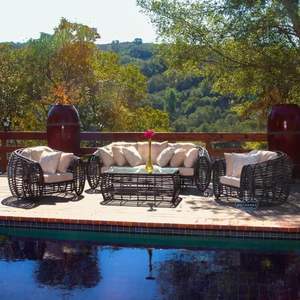 Conjunto de Sofás de Ratán para Exteriores, Resistentes al Agua, Tamaño Convencional, Muebles de Jardín, Estilo Moderno y Simple, Cojines de Ratán PE Resistentes a los Rayos UV - Product Image 1