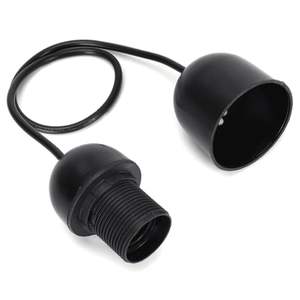 Portalámparas de plástico E27, cable 2 x 0,75 mm, longitud 0,5 m, color negro, ideal para iluminación doméstica y decorativa. - Product Image 1