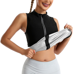 Chaleco Deportivo Moldeador con Cierre y Cuello Alto para Mujer, Traje de Sauna, Chaleco de Sudoración, Fitness, Negro, Azul, en Capas, Delgado, de Cloropreno - Product Image 2