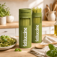 Tube en papier kraft de qualité alimentaire avec fenêtre en PET, logo personnalisé, écologique, recyclable, cylindre pour l'emballage de pâtes, spaghetti, nouilles