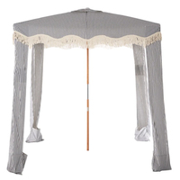 Tente de plage pliable grand format résistante au vent pour l'extérieur avec poignée en bois – Pare-soleil écologique pour rafraîchissement en bord de mer et en extérieur